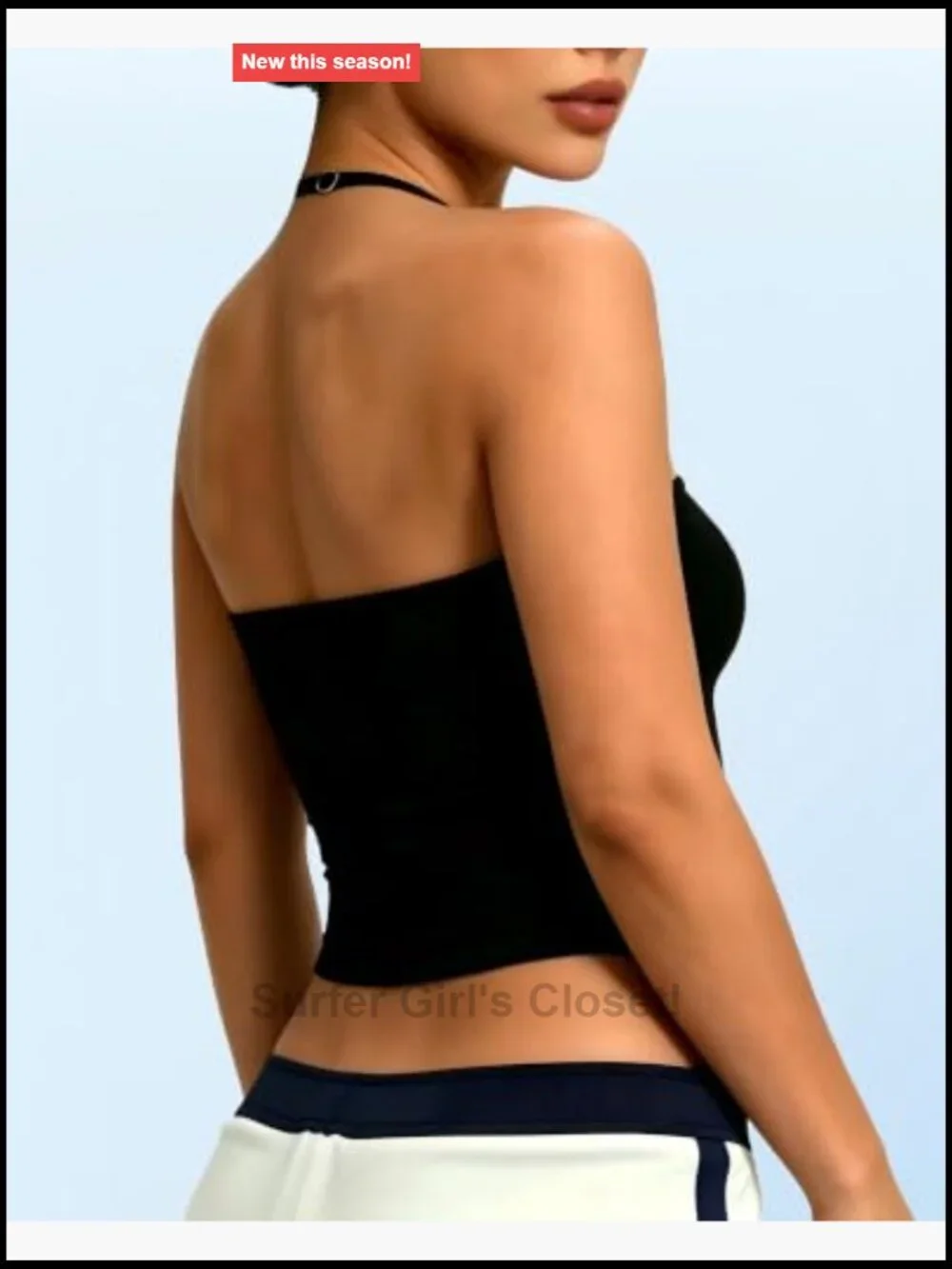 Women's Halter Crop Top with Built-in Bra, Backless Ruched Y2K Cami,
